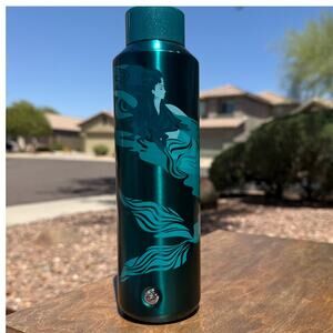 Starbucks Mermaid Tumbler Water Bottle Teal Green‎ Metallic Reusable